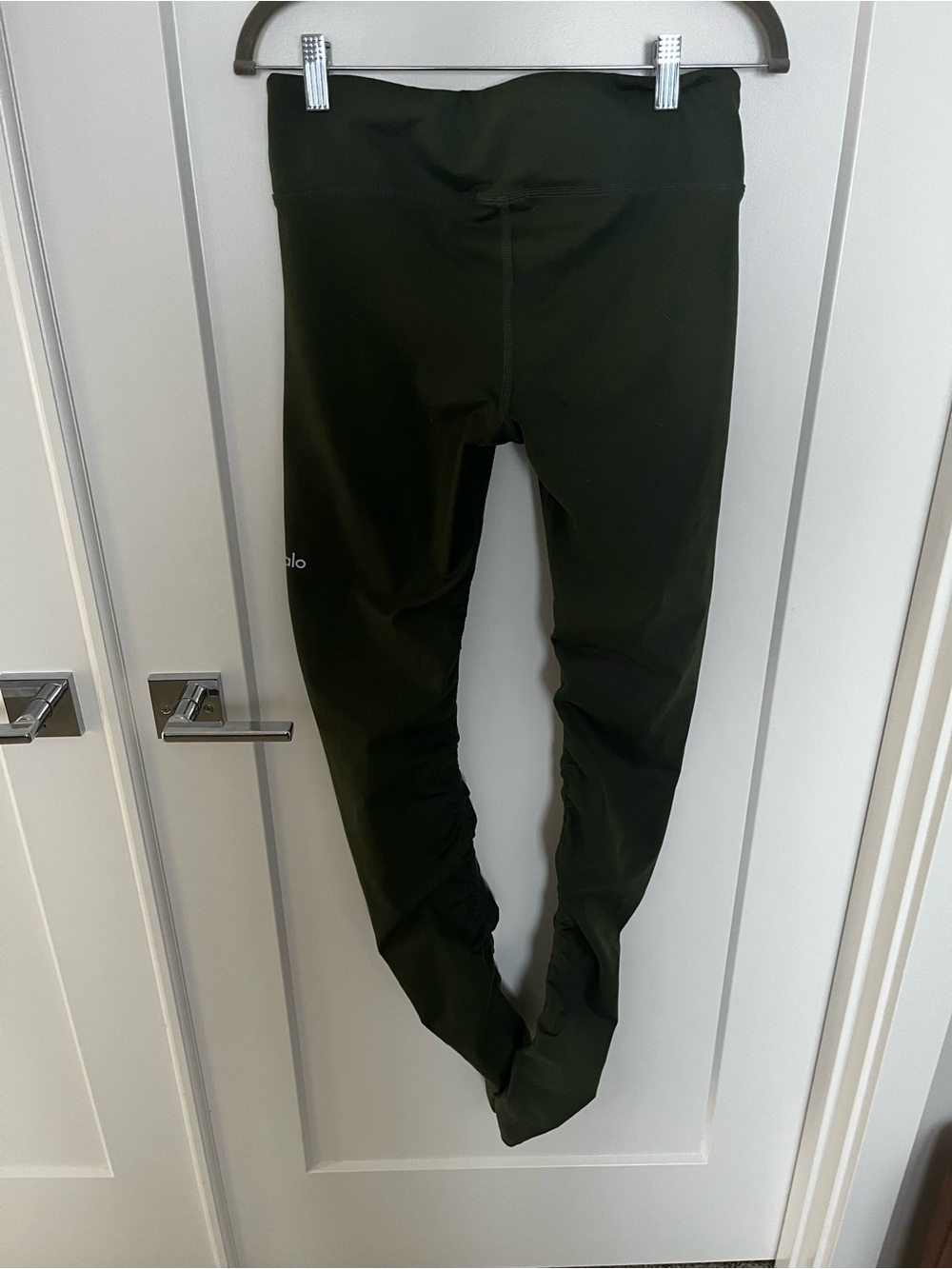 ALO Yoga Khaki Green High-Waist Ruched Leggings